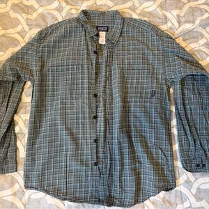 Patagonia Teal & Navy Plaid Button-Down Shirt